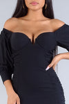 Cuffing Season- Off the Shoulder Dress